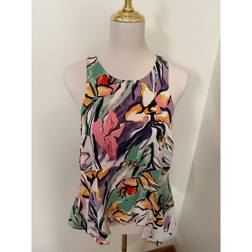 Anthropologie HD in Paris Lucille Floral Peplum Blouse Size 12 Watercolor